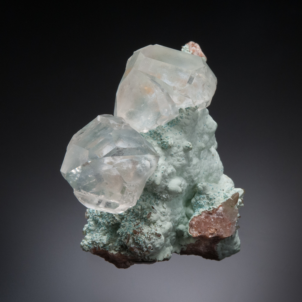 Calcite on chrysocolla, Mashamba West Mine, Kolwezi, Katanga, Democratic Republic of the Congo