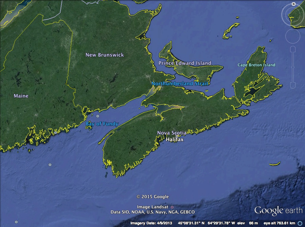 Location of the study area. A) The Fundy Basin and location of the