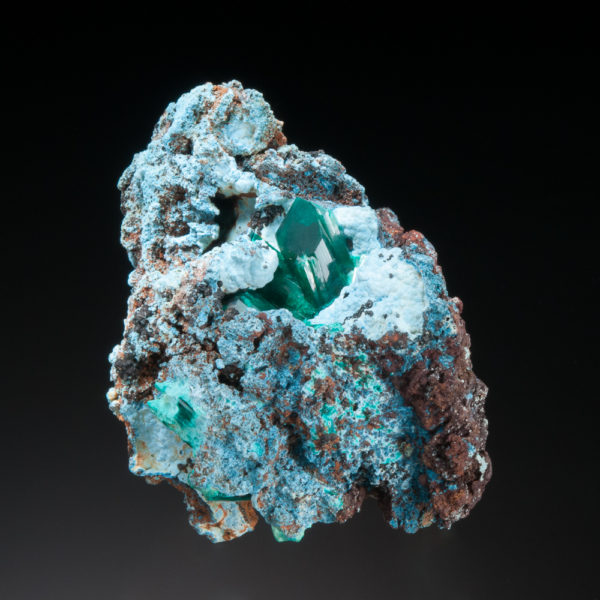 Dioptase on Plancheite